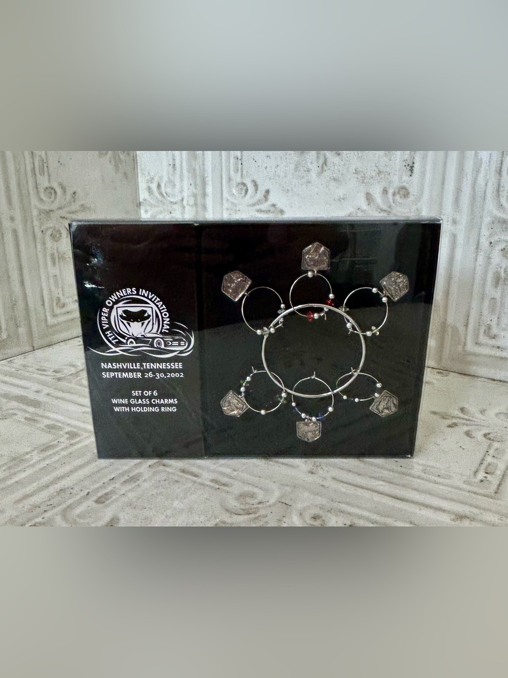 Dodge Viper Pewter Wine Charm Set of 6 Rare Vintage 2002